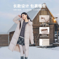 坦博尔马年羽绒服女长款过膝可脱卸帽时尚保暖加厚外套TBF550836T 黑色 XS 155/80A