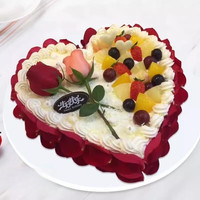 麦巧园玫瑰花爱心水果蛋糕同城配送当日送达 浪漫玫瑰  H 16英寸（14-18人食用）