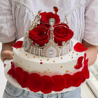 麦巧园玫瑰花爱心水果蛋糕同城配送当日送达 皇冠蛋糕 12英寸（6-10人食用）