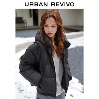 UR2025冬季女装简约休闲连帽绗缝宽松羽绒服UWM150052 黑色 XS