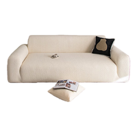 无印良品沙发套冬季加厚毛绒沙发罩全包万能套直排沙发套罩防猫抓保护套 简绒-象牙白 【拍大一码尺寸|弹力全包防猫抓】 单人位 【适用长90-140cm】