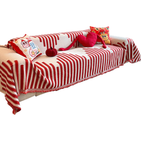 今后新年沙发巾红色喜庆一片式全盖沙发盖布高级感套罩结婚沙发垫 拾忆中国红【雪尼尔材质】 180*340cm 拾忆雪尼尔(巾)-中国红