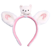 日韩萌兔耳朵毛绒发卡女可爱少女洗脸发箍外戴仙简约头饰 白色兔耳朵