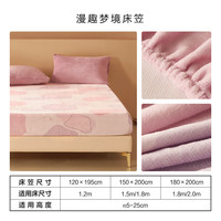 水星家纺百丽丝床笠单件A类暖绒床罩宿舍单双人牛奶绒床笠保护套 【A类亲肤&浅紫色】漫趣梦境 120cm×195cm