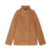 DKNY 复古美拉德泰迪卷翻领双排扣保暖女式大衣外套秋冬