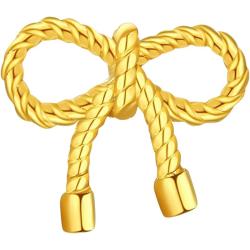 潮宏基 小确幸蝴蝶结黄金耳钉足金耳环5G耳饰单只 计价
