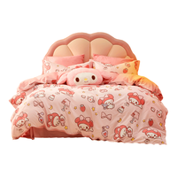 水星家纺磨毛四件套纯棉100%a类全棉床上用品床单被套冬季保暖单双人1.5m三丽鸥美乐蒂 卡通系列-美乐蒂