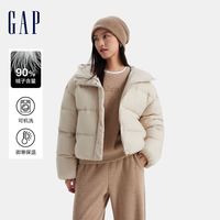 Gap女装秋冬款印花logo立领连帽羽绒服简约保暖夹克外套619744