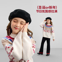 迪士尼(Disney)女童加厚费尔岛半高领毛衣儿童洋气休闲针织毛衫上衣2025秋冬新款 米白 【半高领】 120 【身高约115-125cm体重40-50斤】