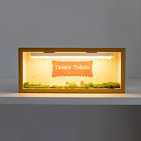 泡泡玛特我们都是星星人系列盲盒收纳展示夜间感应灯苔藓造景相框 放5个 内部尺寸：36x14cm 内部厚度7.2cm(不含玩偶）