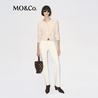 MO&Co.针织衫开衫025冬雪尼尔珠光绒感金属珠扣短款正肩MBE4CAR048 米杏色 XS /155
