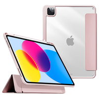 治霆 720°旋转 iPad Air5保护套 笔槽 磁吸折叠三折 透明亚克力防弯硬壳 可拆分