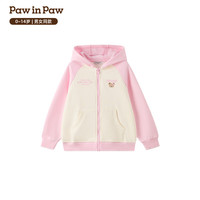 PawinPaw【索罗娜】卡通小熊童装26年男女童加绒连帽卫衣宽松 Pink粉色/25 140