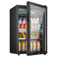 新飞（frestec）冰吧冷藏柜 欧式恒温红酒柜酒店家用电冰箱迷你小型单门办公室保鲜展示留样茶叶饮料药品柜 90升黑内胆【冷藏+微冷冻+带灯+带锁】