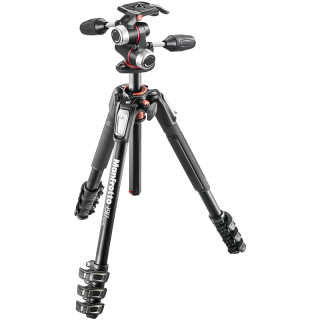  Manfrotto/曼富图 MK190XPRO4-3W 铝合金四节 三脚架套装+三维云台+90°中轴橫置系统