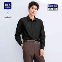 海澜之家（HLA）长袖衬衫男春季26轻商务时尚系列翻领衬衣男HNEAW1F002A 黑色花纹03 XL 180/100A 161~172斤