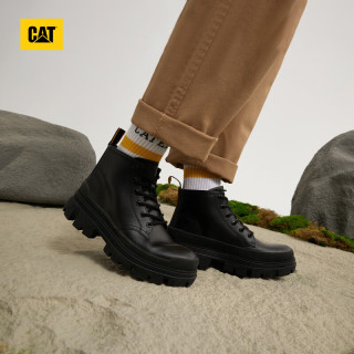 PLUS会员：CAT 卡特靴子冬男女同款户外休闲牛皮工装靴低靴子 黑色 38