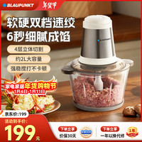 BLAUPUNKT 家用和面绞肉机 揉面绞馅多功能绞蒜泥捣蒜绞菜一体机绞肉破壁机大容量 米白色 2L