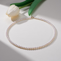 天使之泪淡水珍珠项链小米珠项链Baby锁骨链百搭强光自戴 【近正圆K金扣头】5-6mm