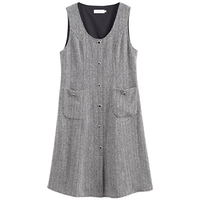 DUSHU 独束 女士中长款连衣裙 21DS3428 黑灰人字纹 L