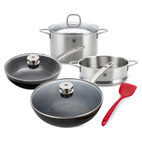 ZWILLING 双立人 锅具套装炒锅蒸锅不粘锅炒菜锅家用厨房汤锅硅胶铲电磁炉厨房全套 精简煮意 5件套