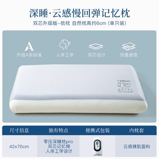 皇冠慢回弹记忆棉枕护颈椎助睡眠深睡枕芯成人学生宿舍单人一只 货号：3415C