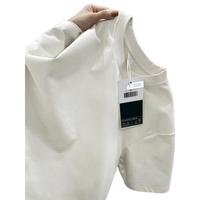 重磅白色短袖t恤100%纯棉夏季宽松打底衫纯色百搭T恤男女上衣