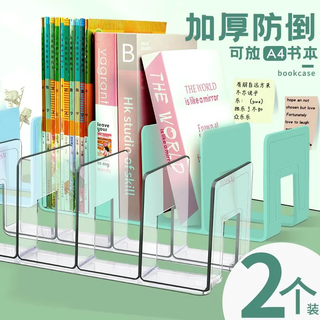 智权1个装哪吒之魔童闹海书立架固定书本收纳置物书架桌面清洁器 四格书立-【紫色】两个（送贴纸）