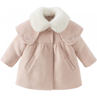 戴维贝拉 儿童棉服冬装女童夹棉呢子大衣小童外套洋气女宝宝衣服 灰粉色