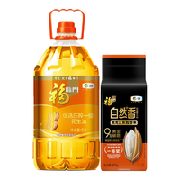 福临门大米自然香黑龙江长粒香优级粳米300g *1袋+优选压榨一级花生油5L