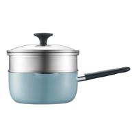 Joyoung 九阳 奶锅墨峰蓝色不粘锅辅食锅家用20cm小汤锅热奶煮面锅带蒸格CN103