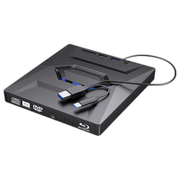 Deepfox 深狐 多功能外置光驱DVD刻录机即插即用免驱三合一USB3.0/TYPE外接光驱带读卡器HUB可插U盘 黑色