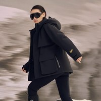 高梵风衣壳3.0黑金鹅绒服高梵羽绒服女士时尚户外冬季外套 黑色 XL