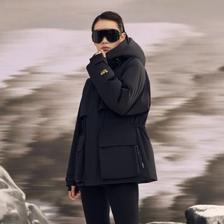 高梵风衣壳3.0黑金鹅绒服高梵羽绒服女士时尚户外冬季外套 黑色 XL