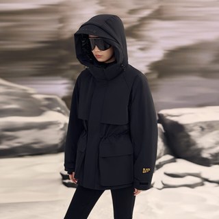 高梵风衣壳3.0黑金鹅绒服高梵羽绒服女士时尚户外冬季外套 黑色 XL