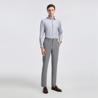 雅戈尔（YOUNGOR）长袖衬衫男TR混纺面料多组份含桑蚕丝面料柔软光泽感强不易皱 浅灰格子 39