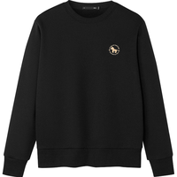 海澜之家（HLA）卫衣男冬20马年贺岁系列加绒绣花上衣男HNZWW4J110A 黑色6R  5XL 195/112A 211~220斤