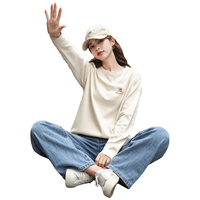 雪中飞 【重磅舒适】长袖t恤女2026秋冬内搭打底衫宽松纯棉上衣