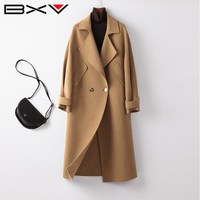 BXV双面羊绒大衣女中长款2025冬季廓形双面呢100%澳洲羊毛呢外套 M
