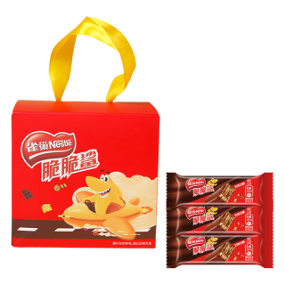 Nestlé雀巢（Nestle）脆脆鲨威化饼干500g巧克力味手提盒装休闲零食代餐 办公室零食  脆脆鲨巧克力味约40条500g礼盒装