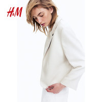 H&M女装西装2025年夏季新款通勤时尚休闲袖口开衩休闲外套1217393 黑色005 XS 155/80