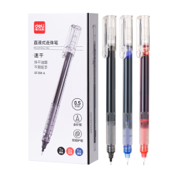 得力 速干 中性笔  【软胶握手】0.5mm全针管 10支混