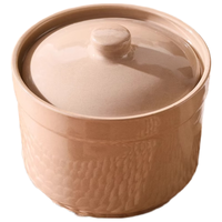 德明陶瓷瓦罐小炖盅汤碗隔水炖盅内胆蒸蛋粥燕窝食品级盅罐带盖 【直筒加厚陶瓷炖盅】灰色 500ml