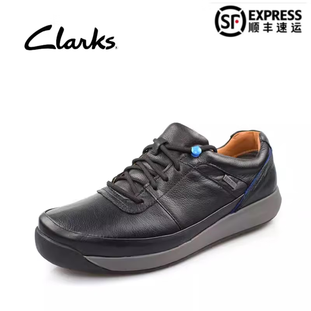 Clarks 男鞋防水防滑牛皮系带休闲皮鞋户外轻便潮鞋GORE-TEX 黑色 39