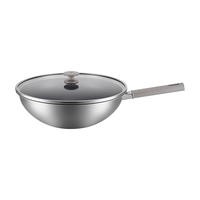 双立人（ZWILLING）不锈钢纯钛超轻炒菜锅不粘锅家用燃气灶可用SILVER Ti II 30cm 纯钛炒锅 30cm