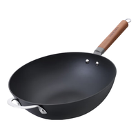 艾美仕无涂层铸铁炒锅 铁锅炒菜锅真不锈电磁炉燃气灶通用 带盖32cm