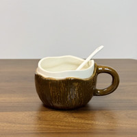 卡洛乐 创意椰子咖啡杯 白色骨瓷拌勺