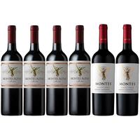 【6瓶】montes蒙特斯欧法西拉天使赤霞珠干红葡萄酒智利原瓶