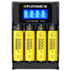 德力普 大容量3300mAh 5号充电电池套装+4槽液晶充电器