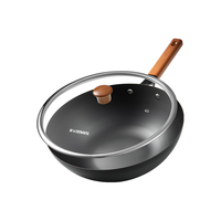 天喜 精铁锅无涂层30cm螺纹铁锅平底炒菜不粘锅明火燃气电磁炉通用
